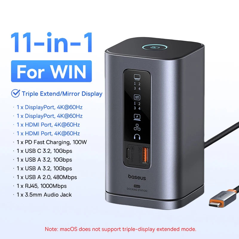 Baseus Spacemate RD1 Pro | Docking Station 15-in-1 160W | Qi2.2 25W | Dual 4K HDMI | altson.shop