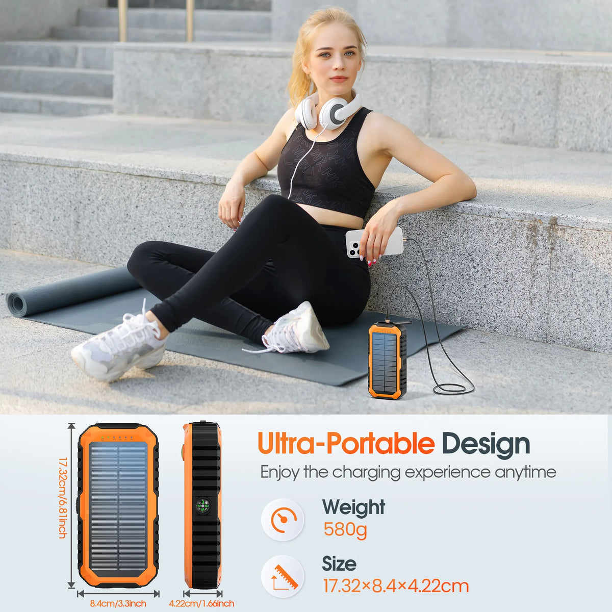 20000mAh Solar Hand-Crank Power Bank | 22.5W
