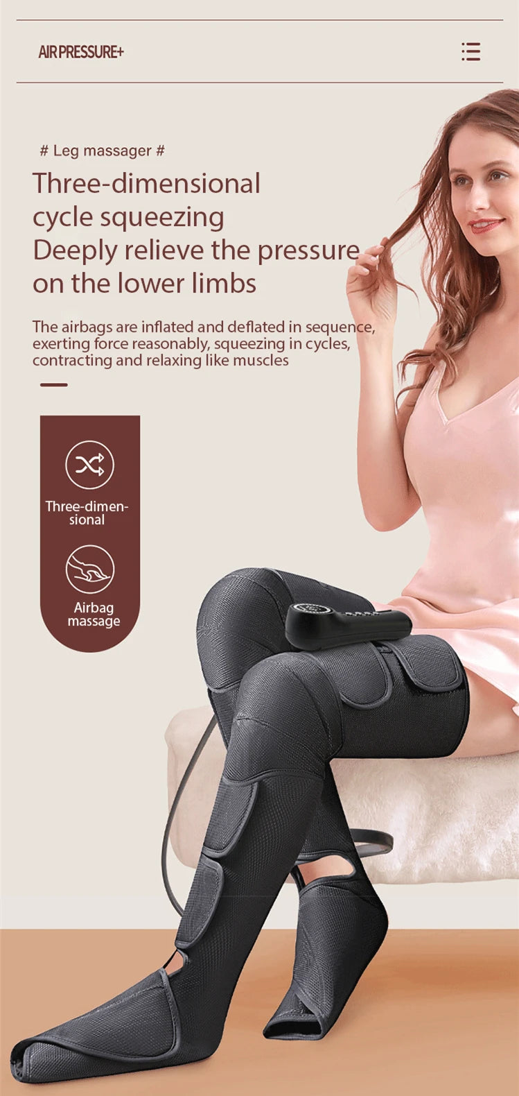 HANRIVER Air Compression Leg Massager | JB-705-3 | Masajeador de Piernas