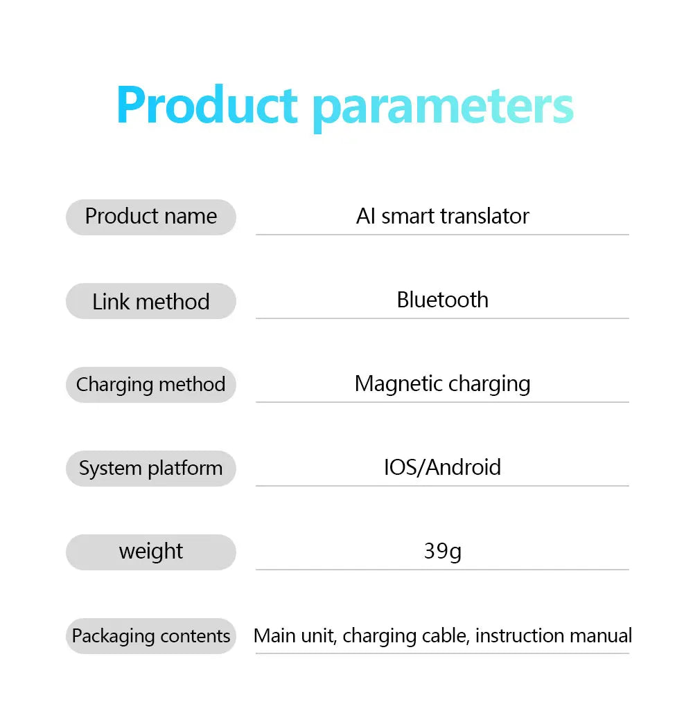 Traductor de Voz IA ZNP | Bluetooth Inalámbrico | 150+ Idiomas | Magnético Ultra-Delgado | Offline | Soporte para Teléfono | 30h Batería