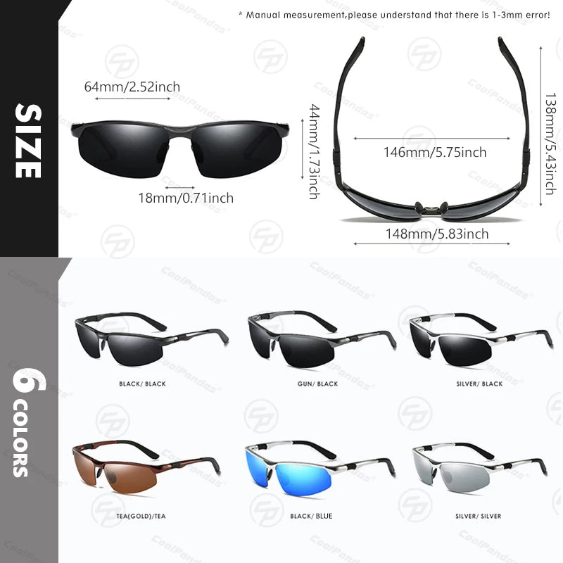 COOLPANDAS Gafas de Sol Polarizadas UV400 | Marco de Aleación | Estilo Cuadrado