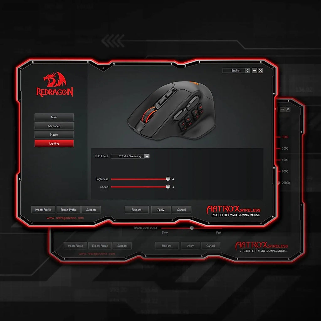 Redragon M811 PRO Wireless MMO Gaming Mouse | 26000 DPI | 15 Buttons | RGB | Pixart 3395
