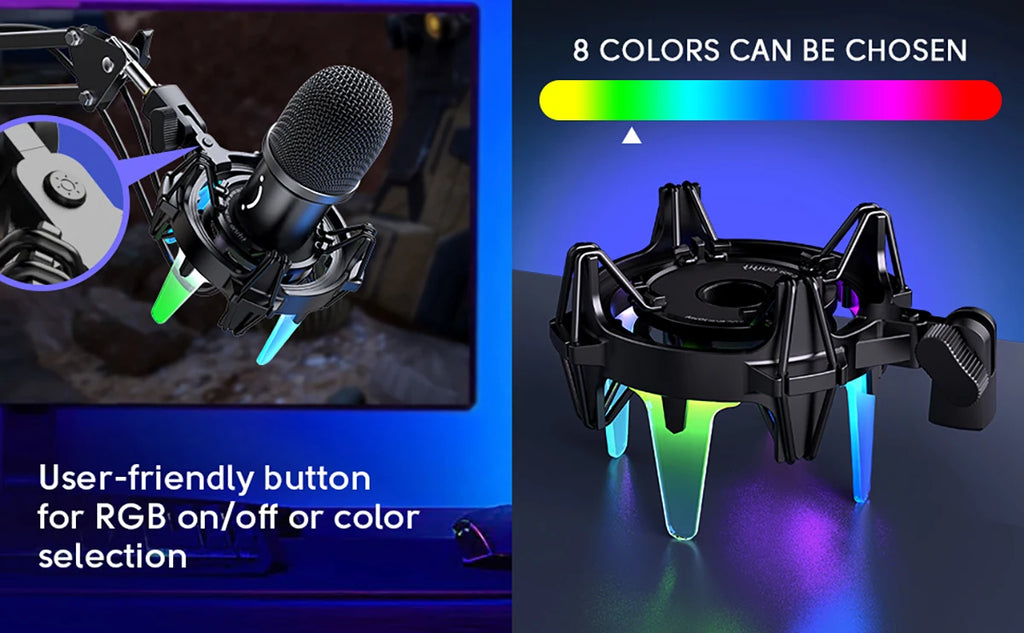 FIFINE K651 USB Dynamic Microphone Kit | Boom Arm | RGB Shock Mount | Cardioid | Streaming & Podcast