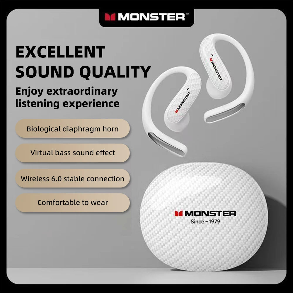 Monster MQO37 - Auriculares Gaming TWS Bluetooth 6.0 | ANC | OWS Ear Hook | HiFi