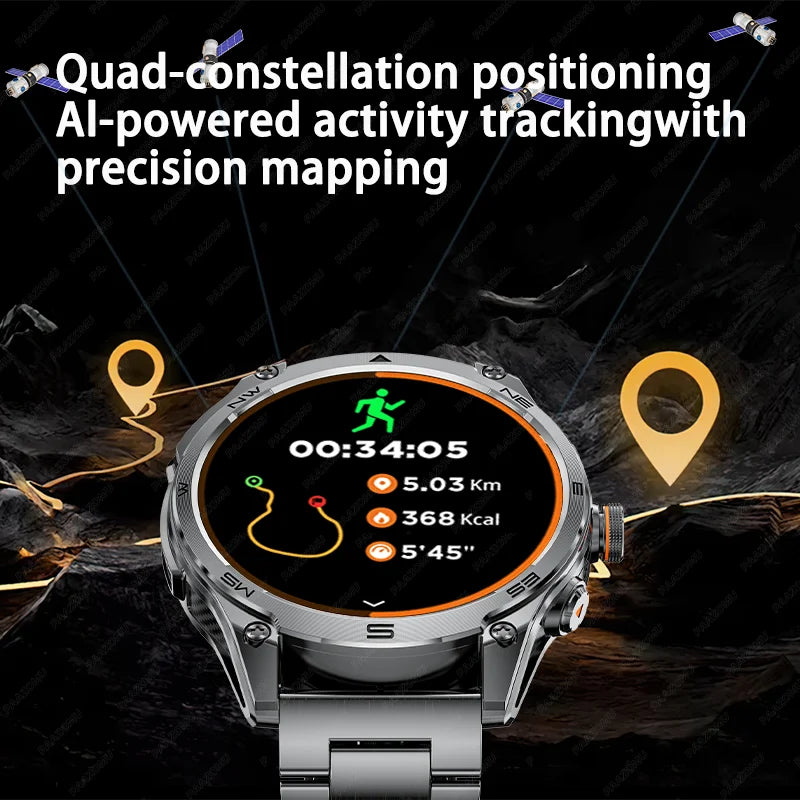 Smartwatch Militar GPS 2025 | AMOLED 1.75" | Batería 1000mAh | Linterna LED | Brújula | Barómetro