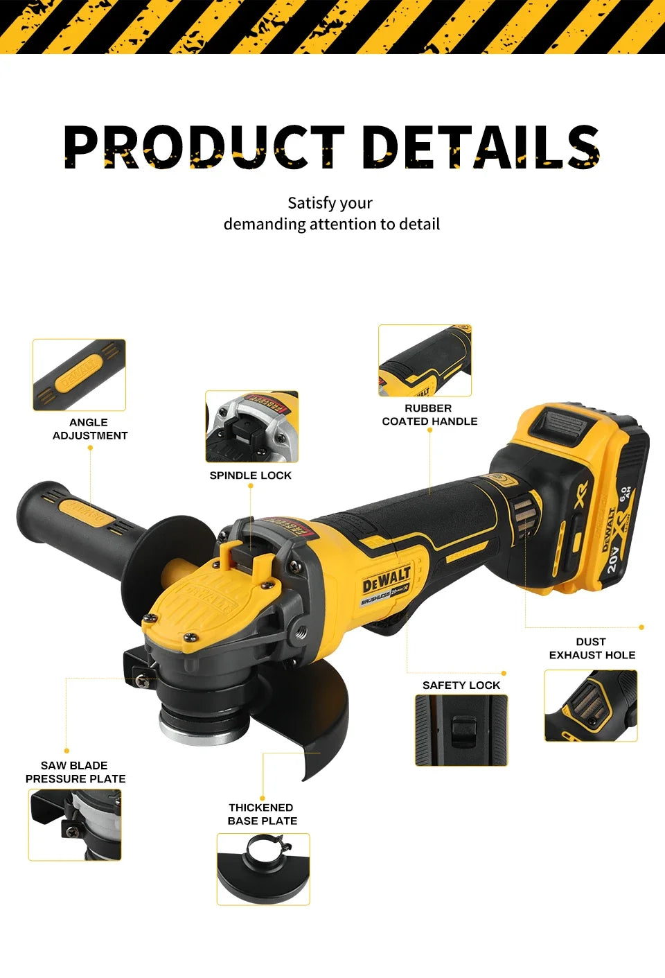 DEWALT-Compatible DCG416 | 20V Angle Grinder | 125mm | 800W