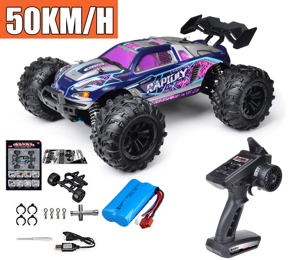 RC Monster Truck 4WD Brushless — 75km/h Off-Road 1/16 Scale | LED Headlights & Metal Parts
