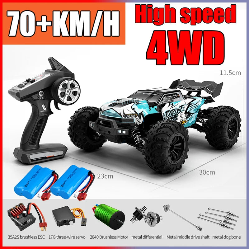 RC Monster Truck 4WD Brushless — 75km/h Off-Road 1/16 Scale | LED Headlights & Metal Parts