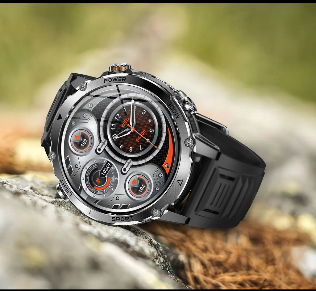 Flttoltn AK106 | Smartwatch Militar 1400mAh | AMOLED 1.7", IP69K, Linterna LED, 100+ Deportes