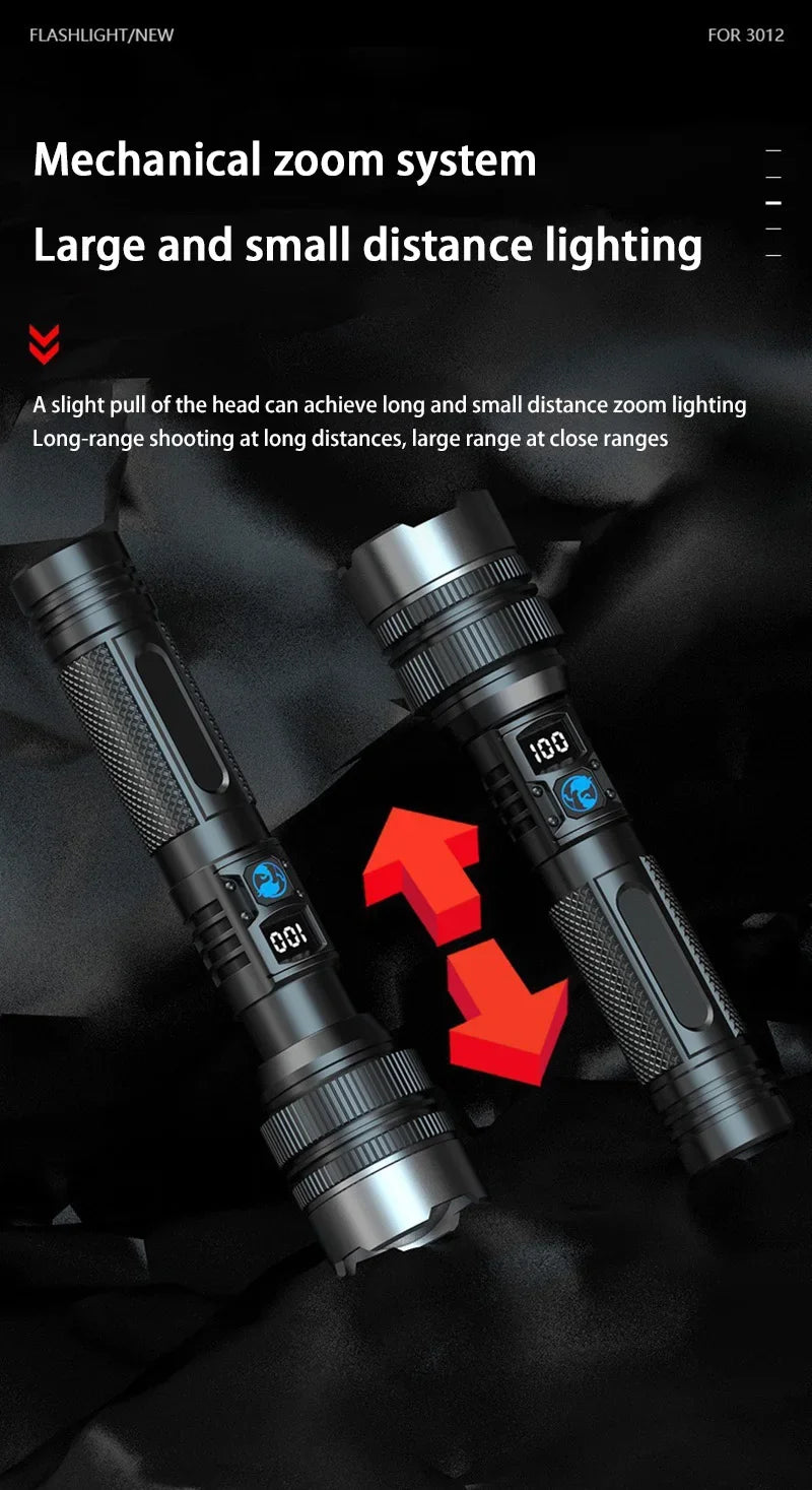 Rechargeable LED Flashlight | Adjustable Zoom | Linterna para Camping