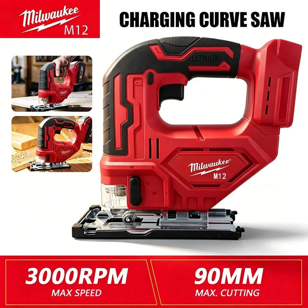 Milwaukee-Compatible Curve Saw | Brushless Orbital Jigsaw with LED