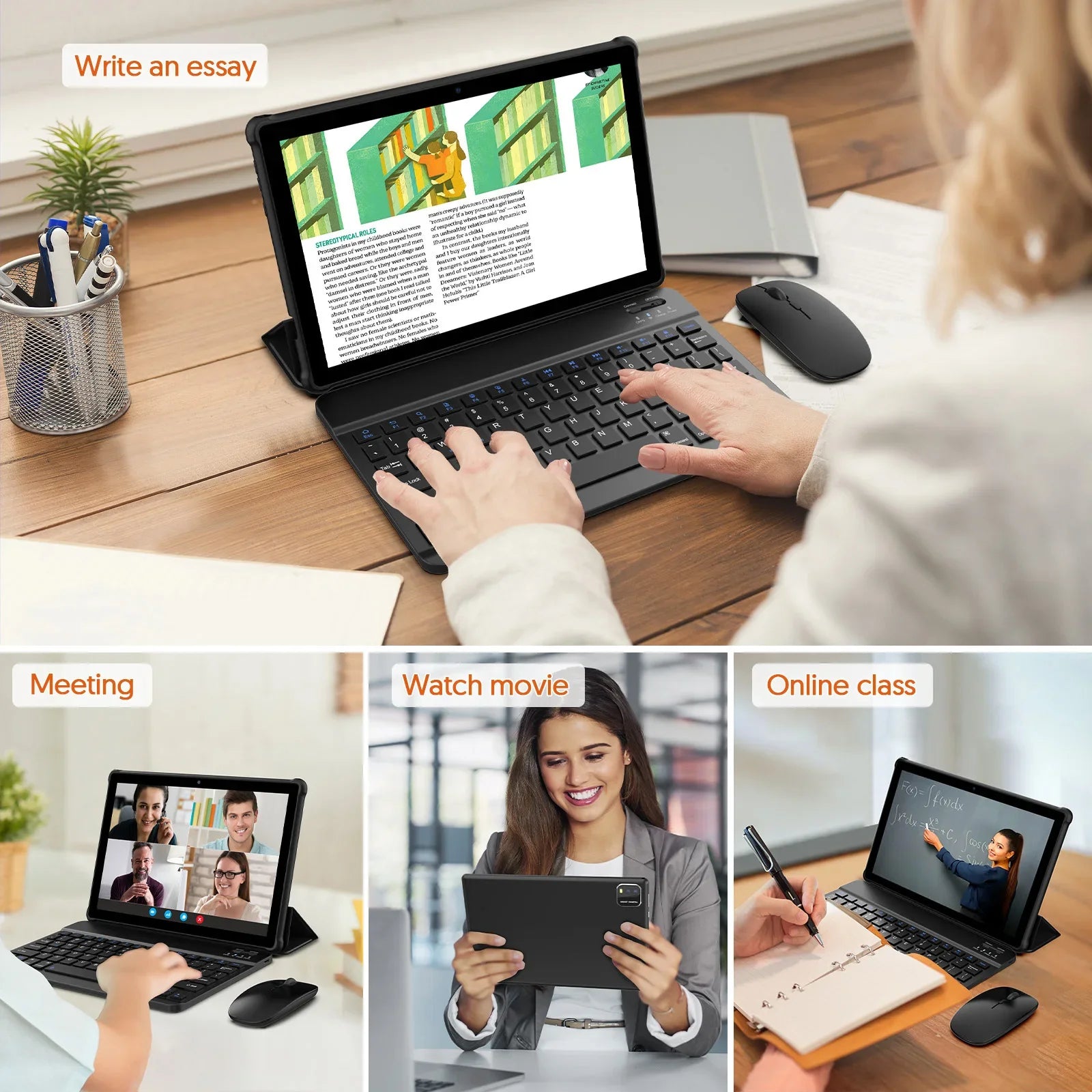 Tablet BAKEN 10" | Android 16 | 12GB RAM + 64GB | Quad-Core | 6000mAh | Dual Cámara | Azul y Negro