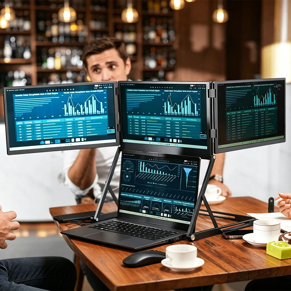 SIBOLAN Triple Portable Monitor | 3 × 15.6-inch FHD IPS | Windows & Mac