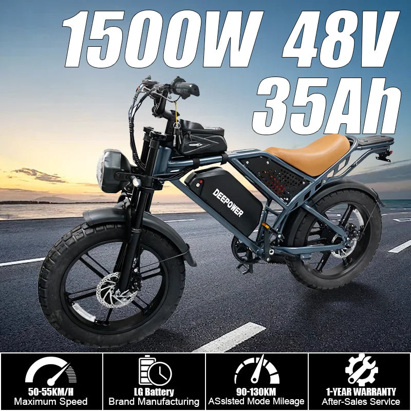QS7 E-Bike 1500W Motor Brushless | 48V 20/35/60Ah | 55km/h | Todo Terreno | Shimano 7v | Garantía 1 Año