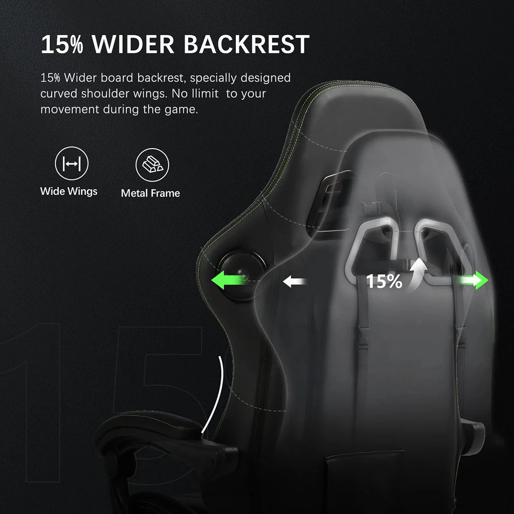Racing Gaming Chair | Bluetooth Speaker & Footrest | PU Leather