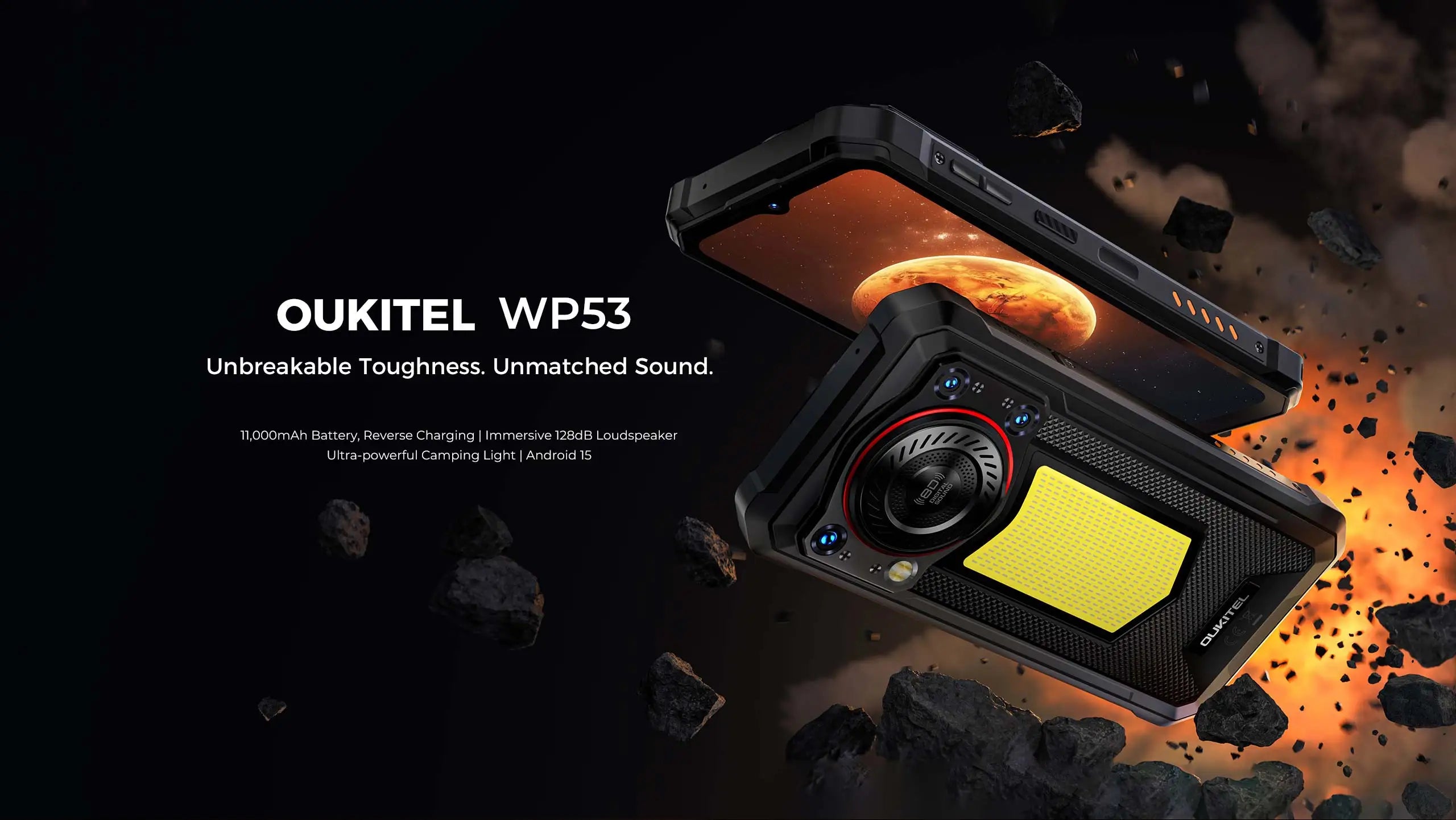 OUKITEL WP53 | Rugged Phone 4G 11000mAh 13MP Android 15 | NFC IP68 128dB