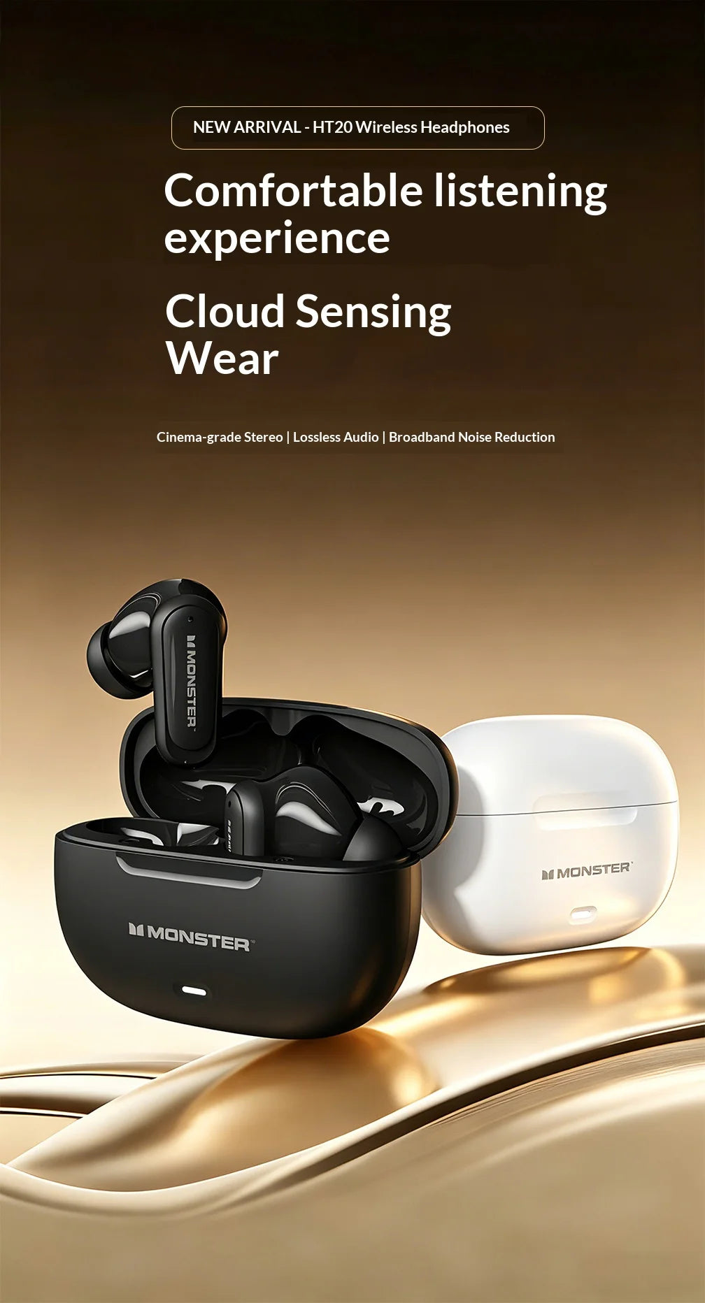 Monster HT20 - Auriculares Inalámbricos Bluetooth 6.0 con ANC | TWS In-Ear