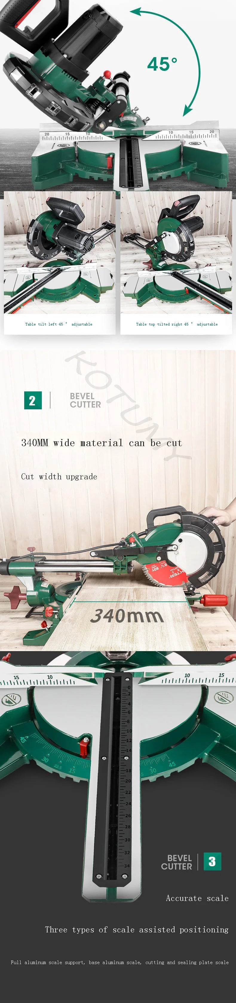KOTUMY 8-Inch Sliding Miter Saw | Laser Guide | 1700W