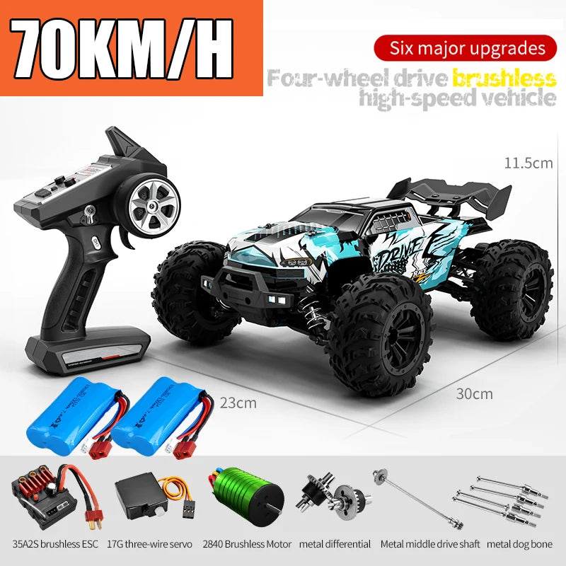 RC Monster Truck 4WD Brushless — 75km/h Off-Road 1/16 Scale | LED Headlights & Metal Parts