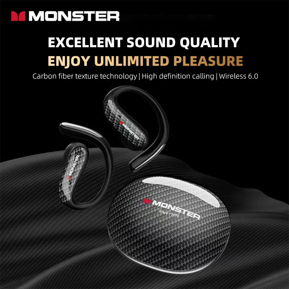 Monster MQO37 - Auriculares Gaming TWS Bluetooth 6.0 | ANC | OWS Ear Hook | HiFi