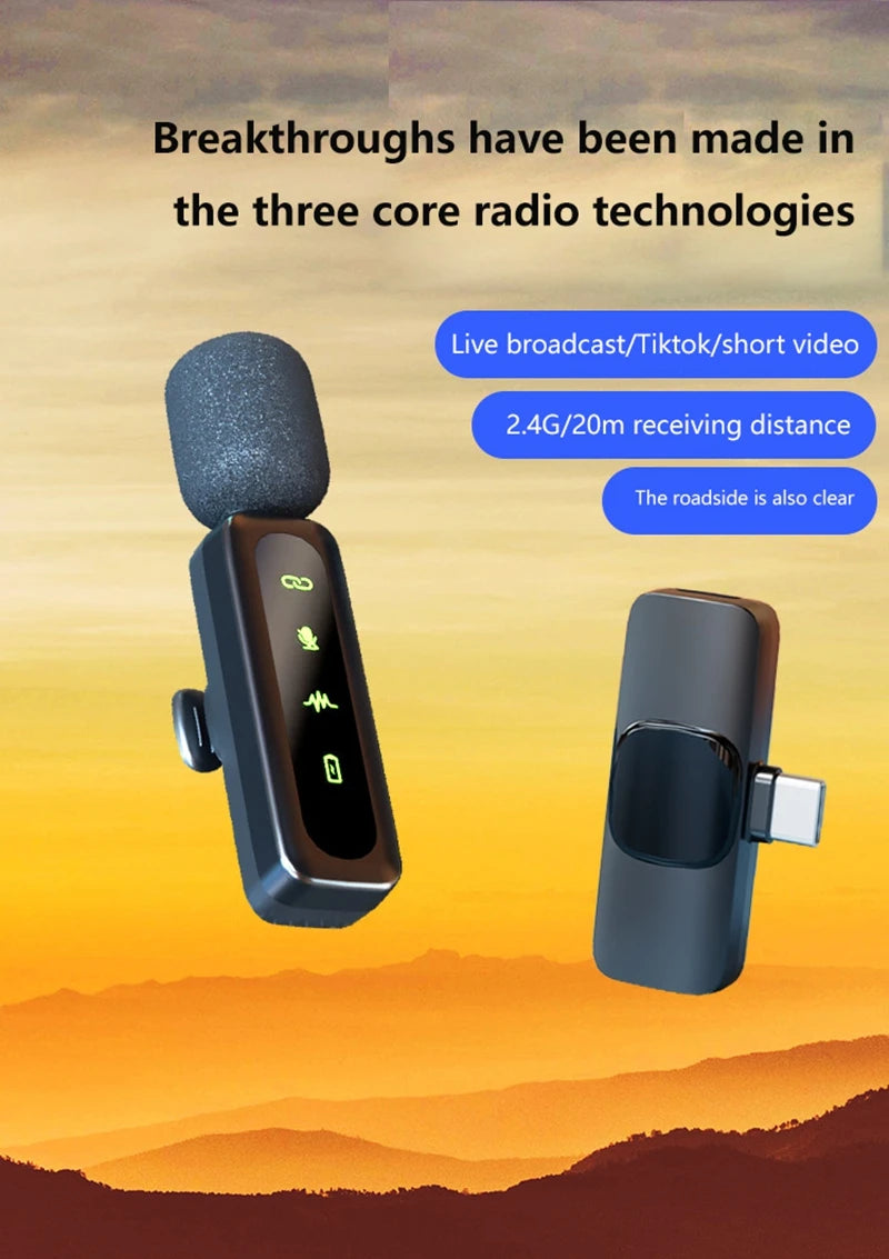 Wireless Lavalier Microphone | Rechargeable Clip-On Mic | iPhone & USB-C