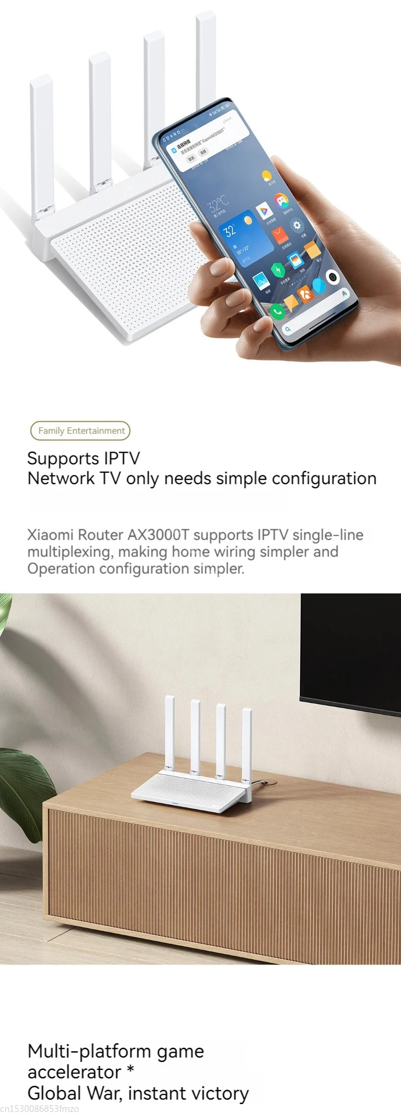Xiaomi Router AX3000T WiFi 6 Mesh | 3000Mbps | NFC | 256MB | 128 Dispositivos | Gaming | Control Parental | MiWiFi