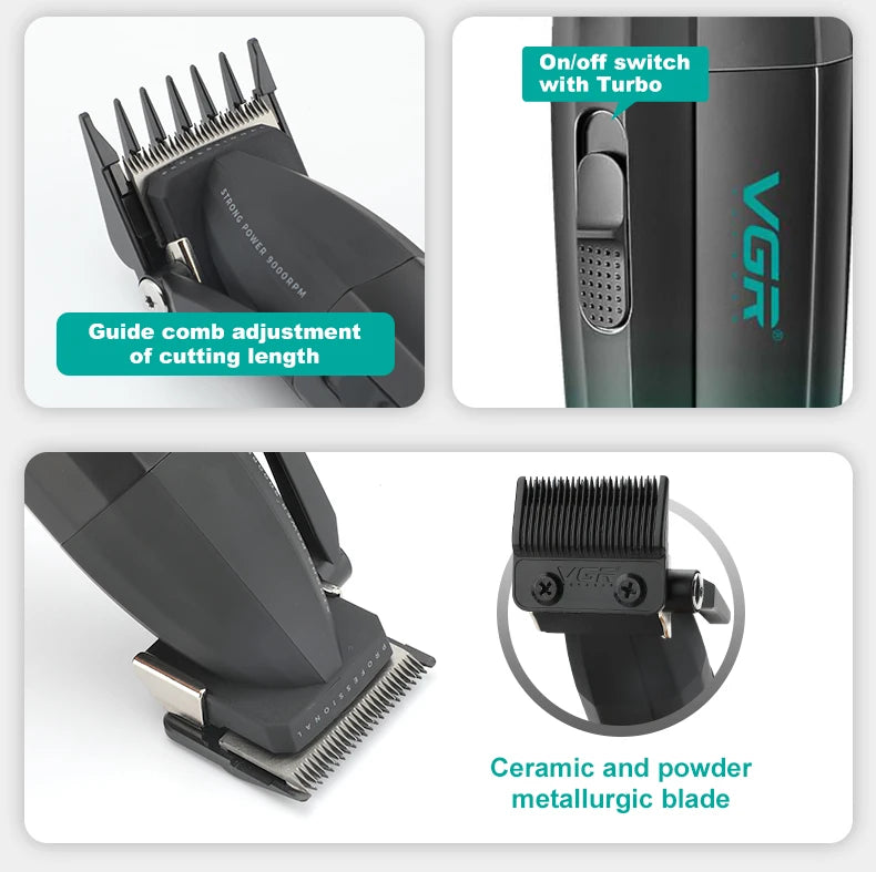 VGR V-003 Cordless Hair Clipper | USB Options / Máquina de corte VGR V-003
