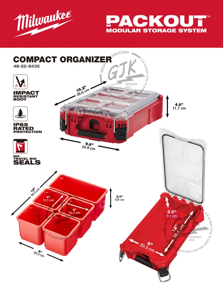 Milwaukee-Compatible PACKOUT 48-22-8435 | 5-Compartment Organizer