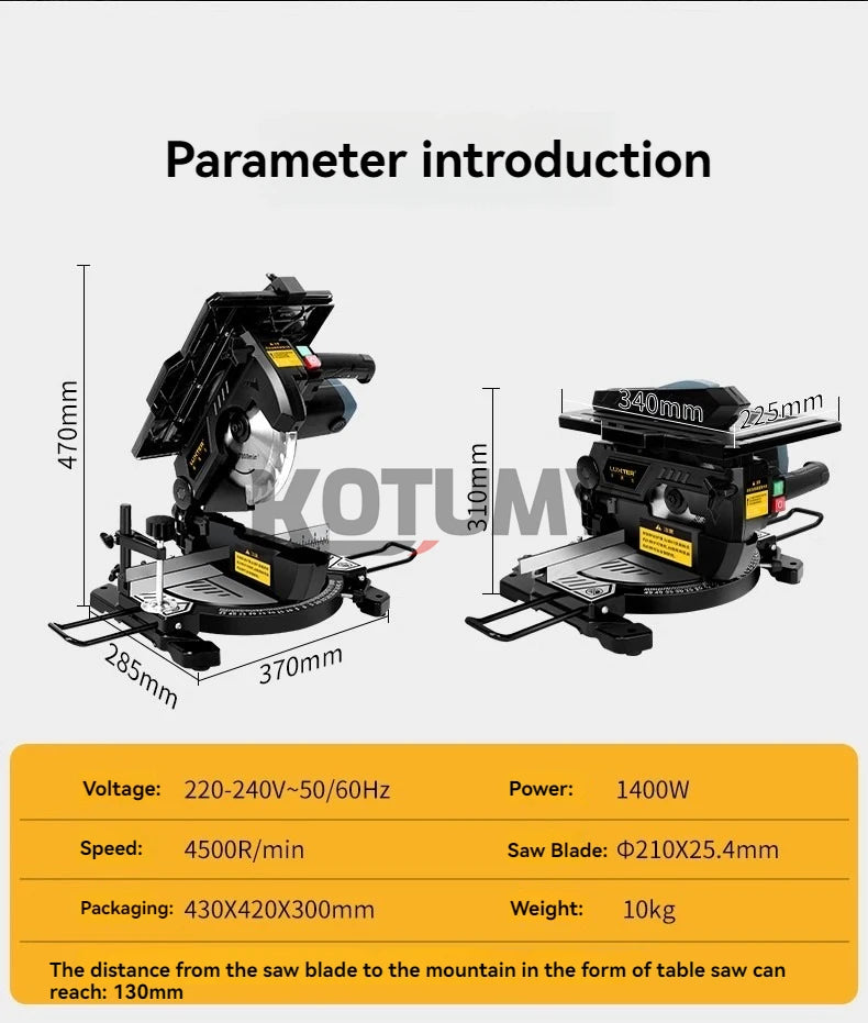 KOTUMY Multifunction Miter Saw | 45° Cutting | 220V