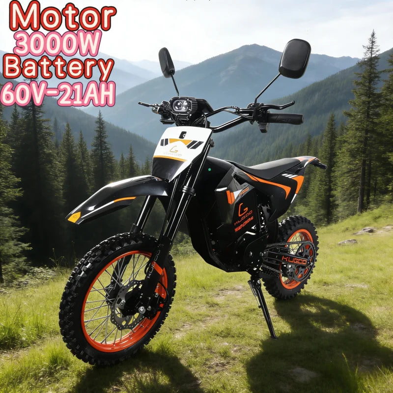 E-Bike Off-Road 3000W | Motor Integrado | 60V 21Ah | Rueda 14" | Moto Eléctrica de Montaña | Naranja