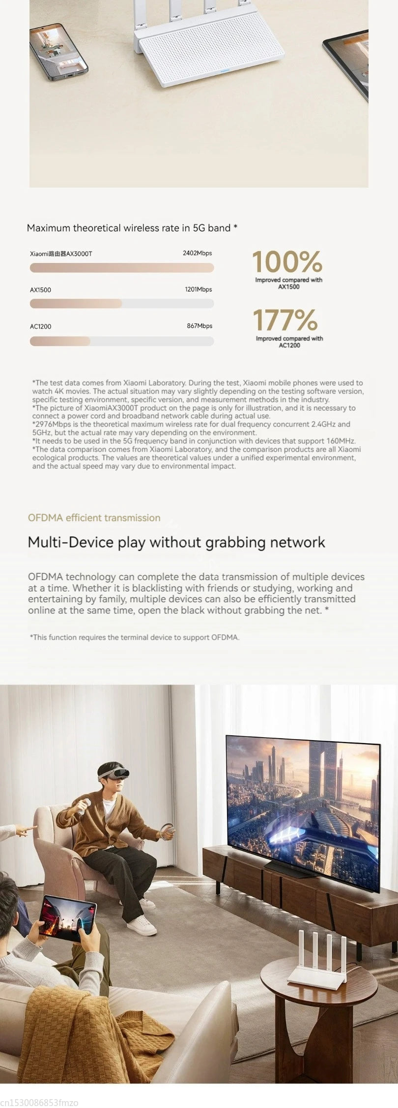 Xiaomi Router AX3000T WiFi 6 Mesh | 3000Mbps | NFC | 256MB | 128 Dispositivos | Gaming | Control Parental | MiWiFi