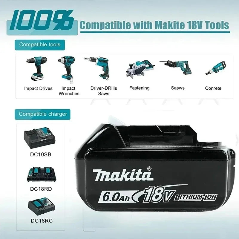 Makita-Compatible 18V Batteries & Charger | 3Ah/6Ah | DDF487