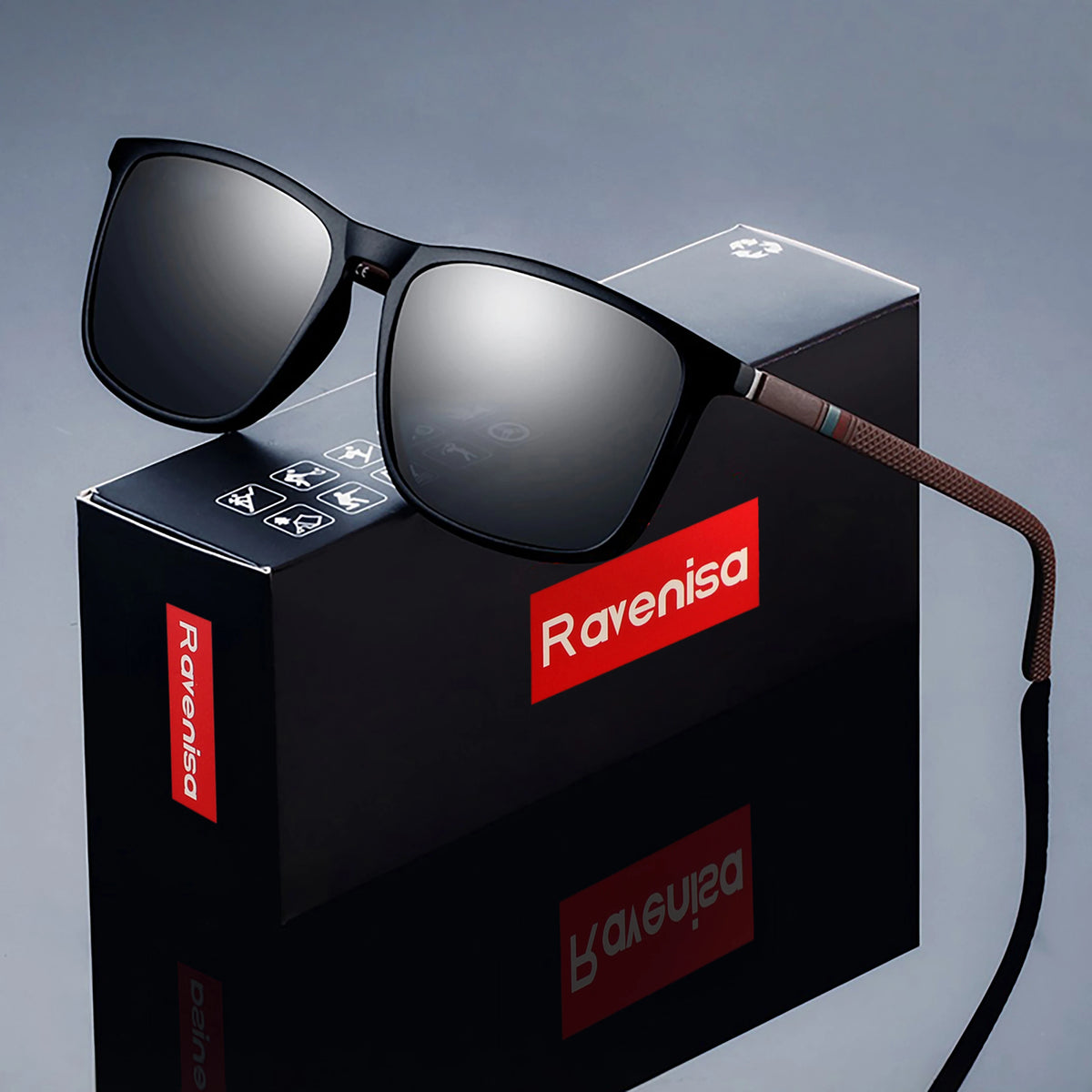 Ravenisa Gafas de Sol Cuadradas Polarizadas | Anti Reflejo | UV400 | Modelo R8801