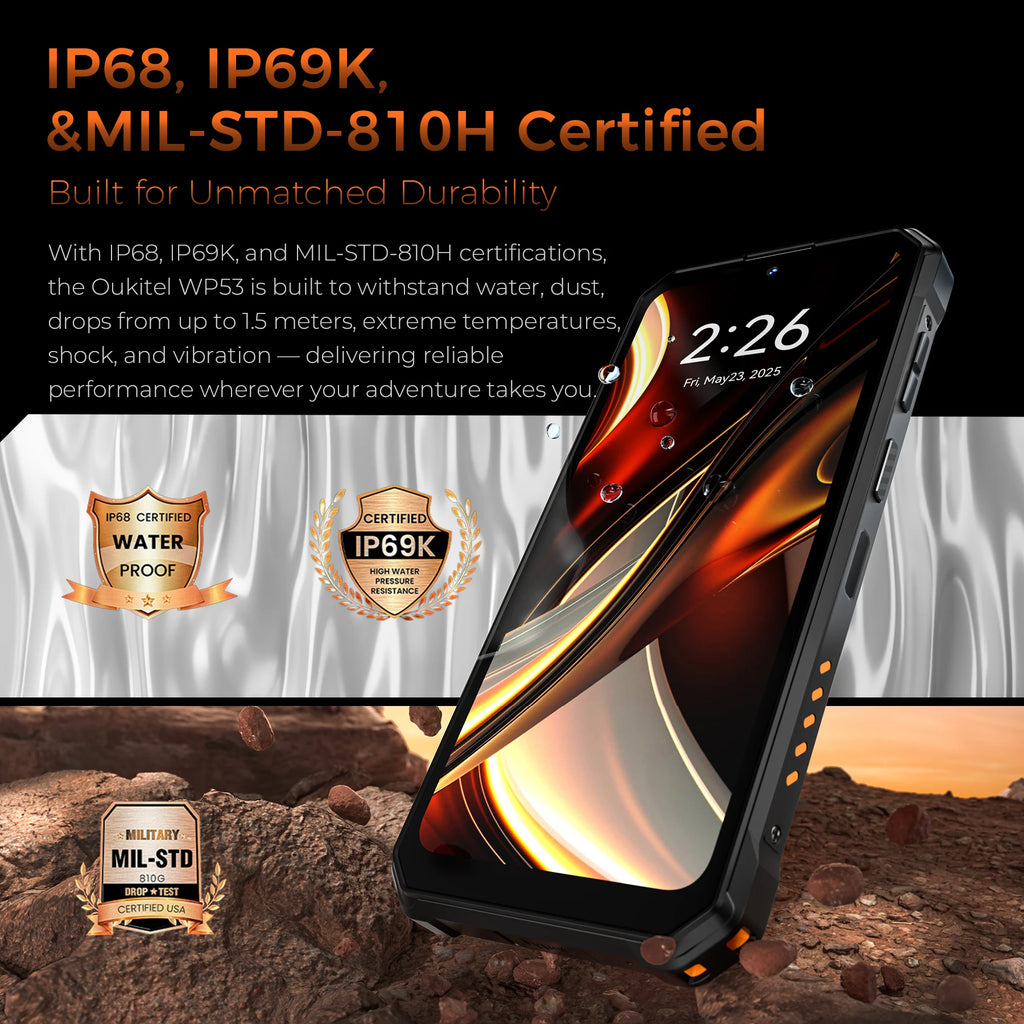 OUKITEL WP53 | Rugged Phone 4G 11000mAh 13MP Android 15 | NFC IP68 128dB