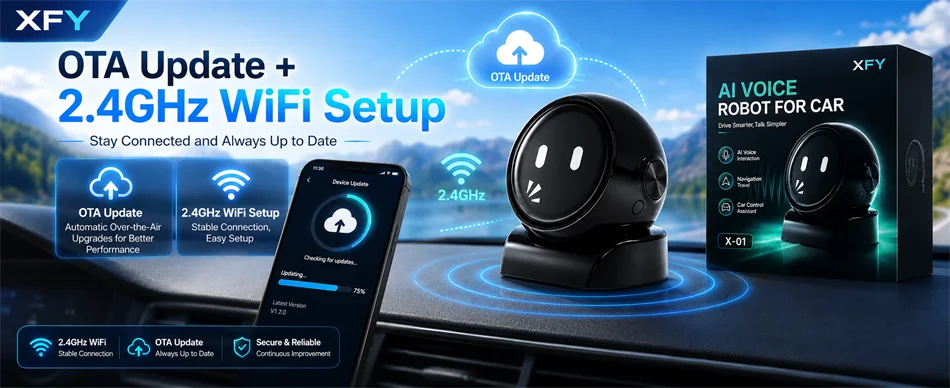 XFY X-01 AI Voice Robot for Car — Smart Assistant | Hands-Free Navigation, Music & Calls