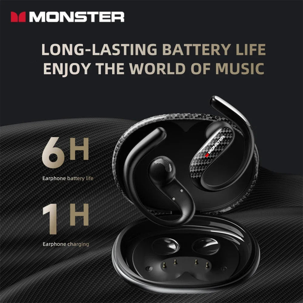 Monster MQO37 - Auriculares Gaming TWS Bluetooth 6.0 | ANC | OWS Ear Hook | HiFi