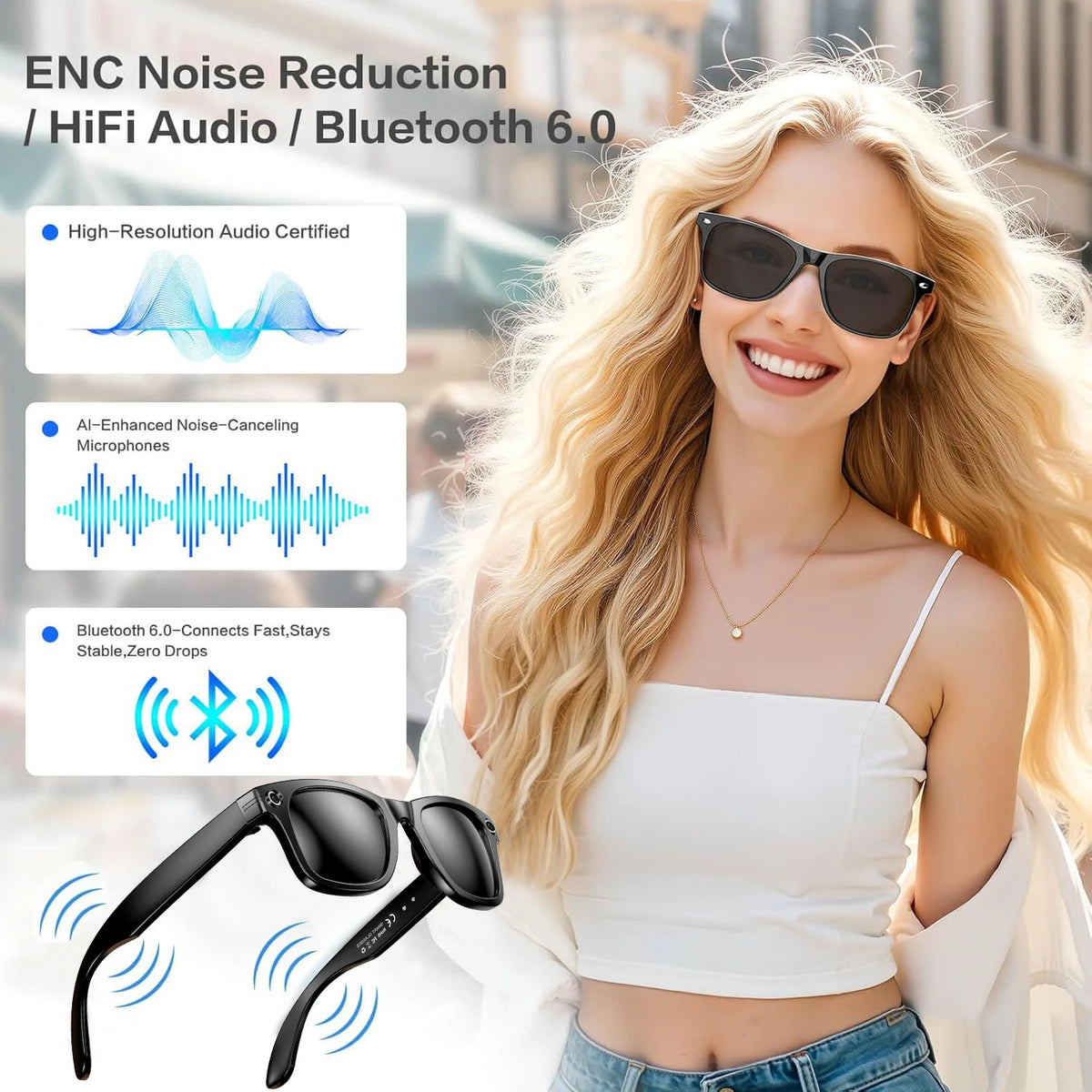 Lentes Inteligentes GUHUAVMI con Cámara IA y ChatGPT | 800W, Doble Lente, Bluetooth 5.3