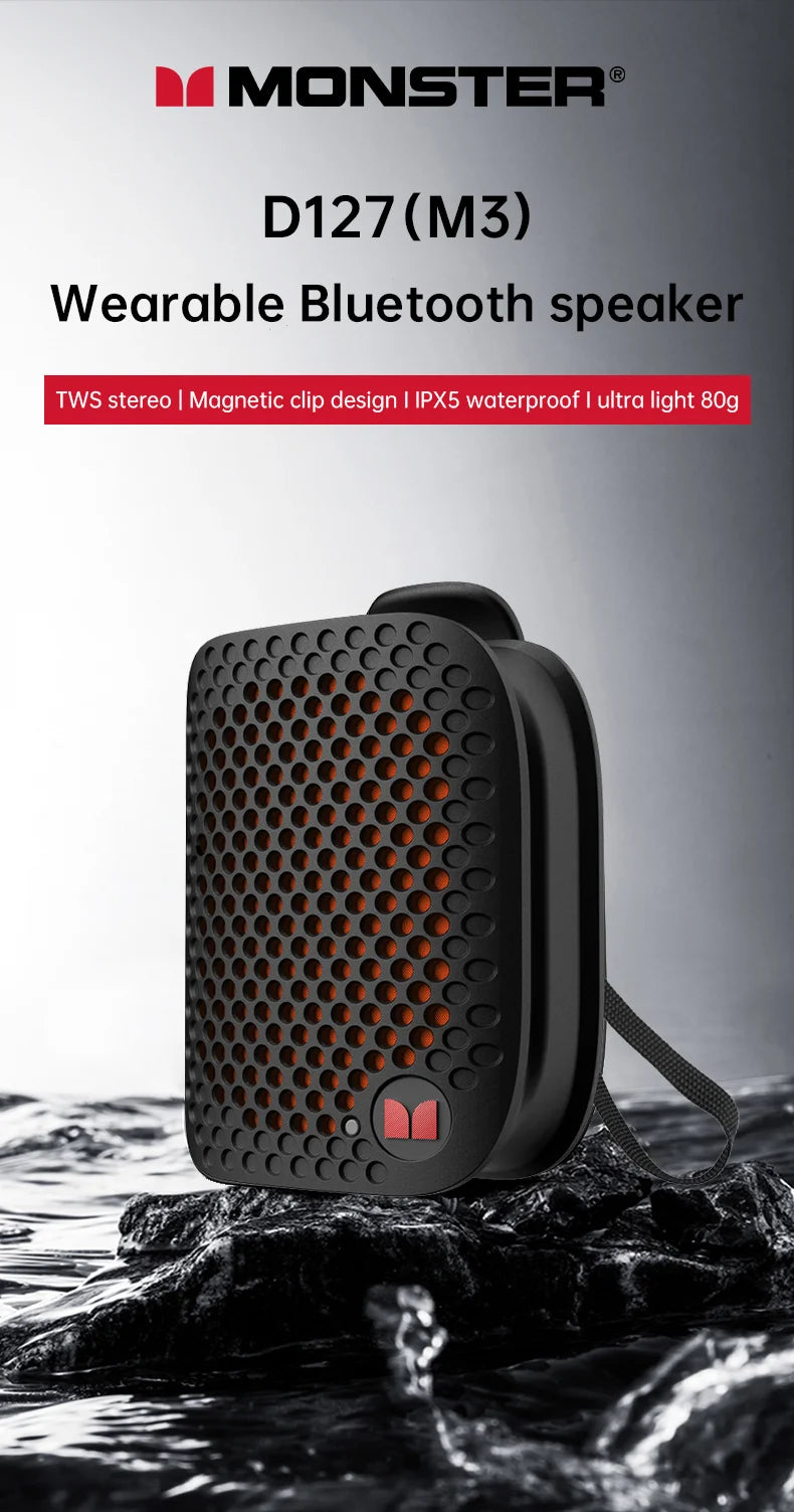 Monster M3 Clip-On Bluetooth Speaker | Portable Audio / Altavoz Bluetooth portátil Monster M3