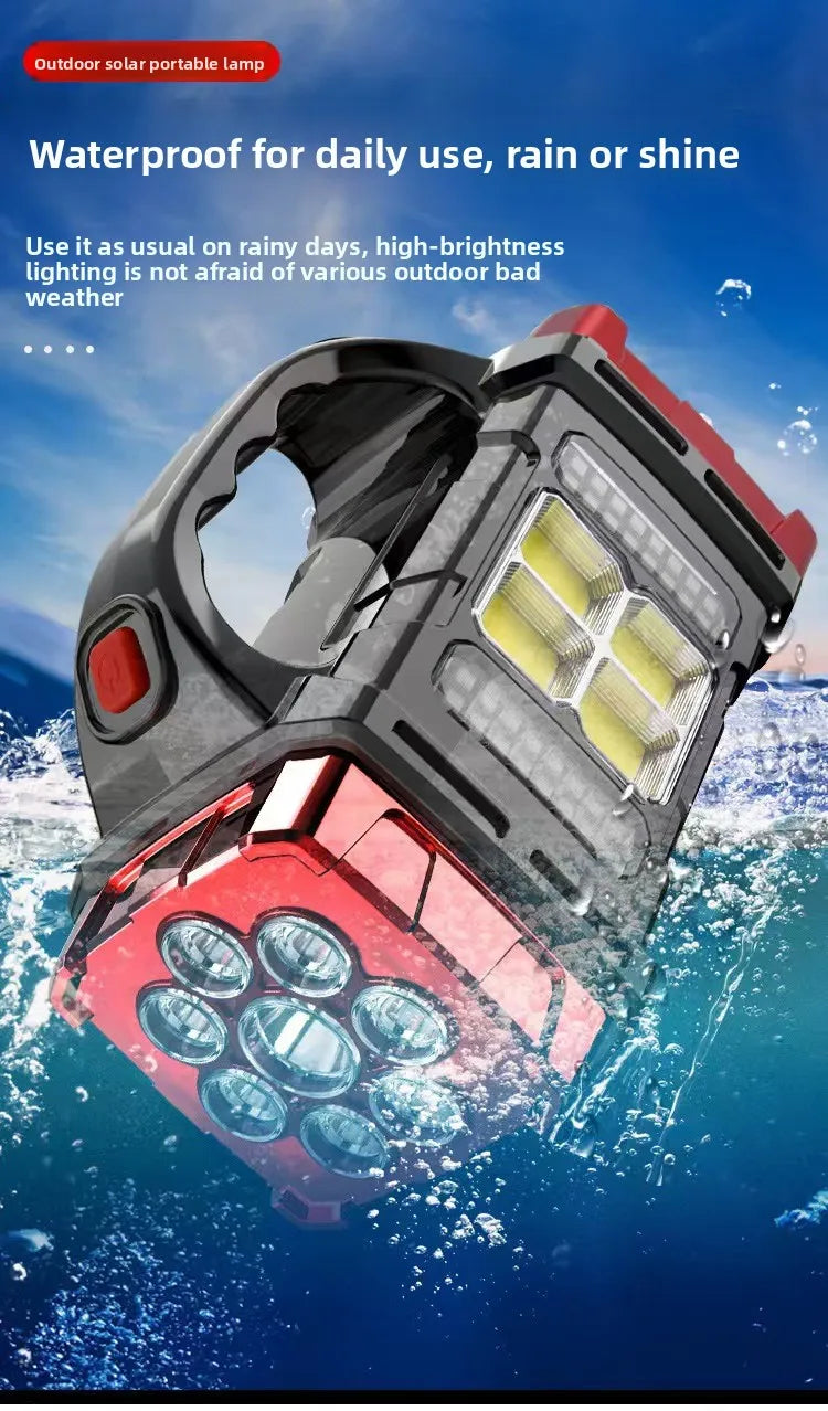 Linterna LED Recargable USB y Solar | Alta Potencia para Camping y Exteriores