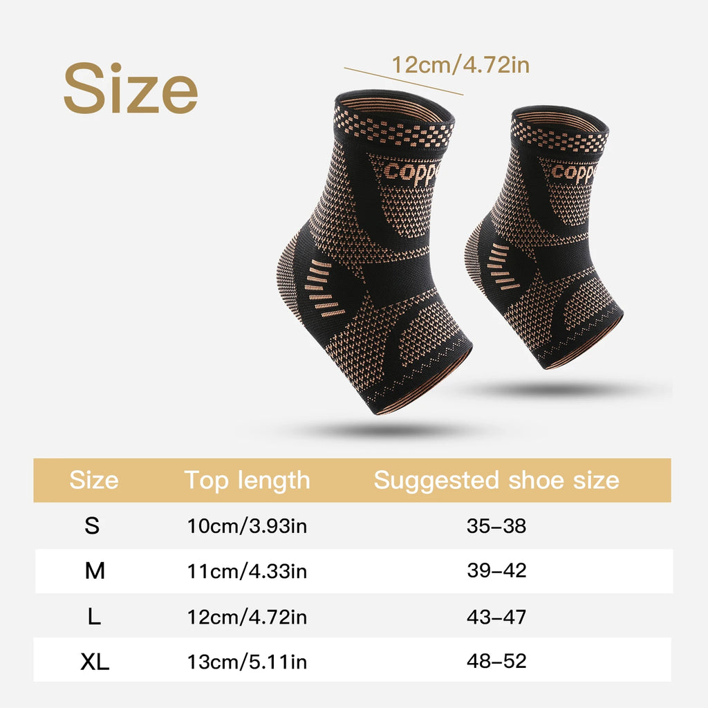Copper Ankle Compression Sleeve | Elastic Knit Support for Sports & Daily Use