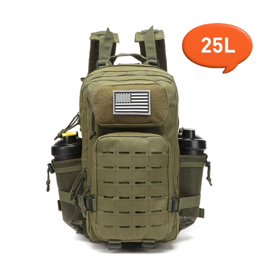 Waterproof Backpack 25L/50L | Gym, Hiking, Travel & Laptop Bag | Dual Bottle Holders | 12 Colors