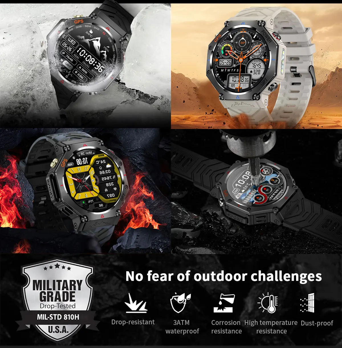 Military GPS Smartwatch 2025 | AMOLED 1.39" | 107 Sports Modes | Bluetooth Calling | Men Women | Smartwatch Militar GPS 2025 | 107 Modos Deportivos | Llamadas Bluetooth | Hombre Mujer