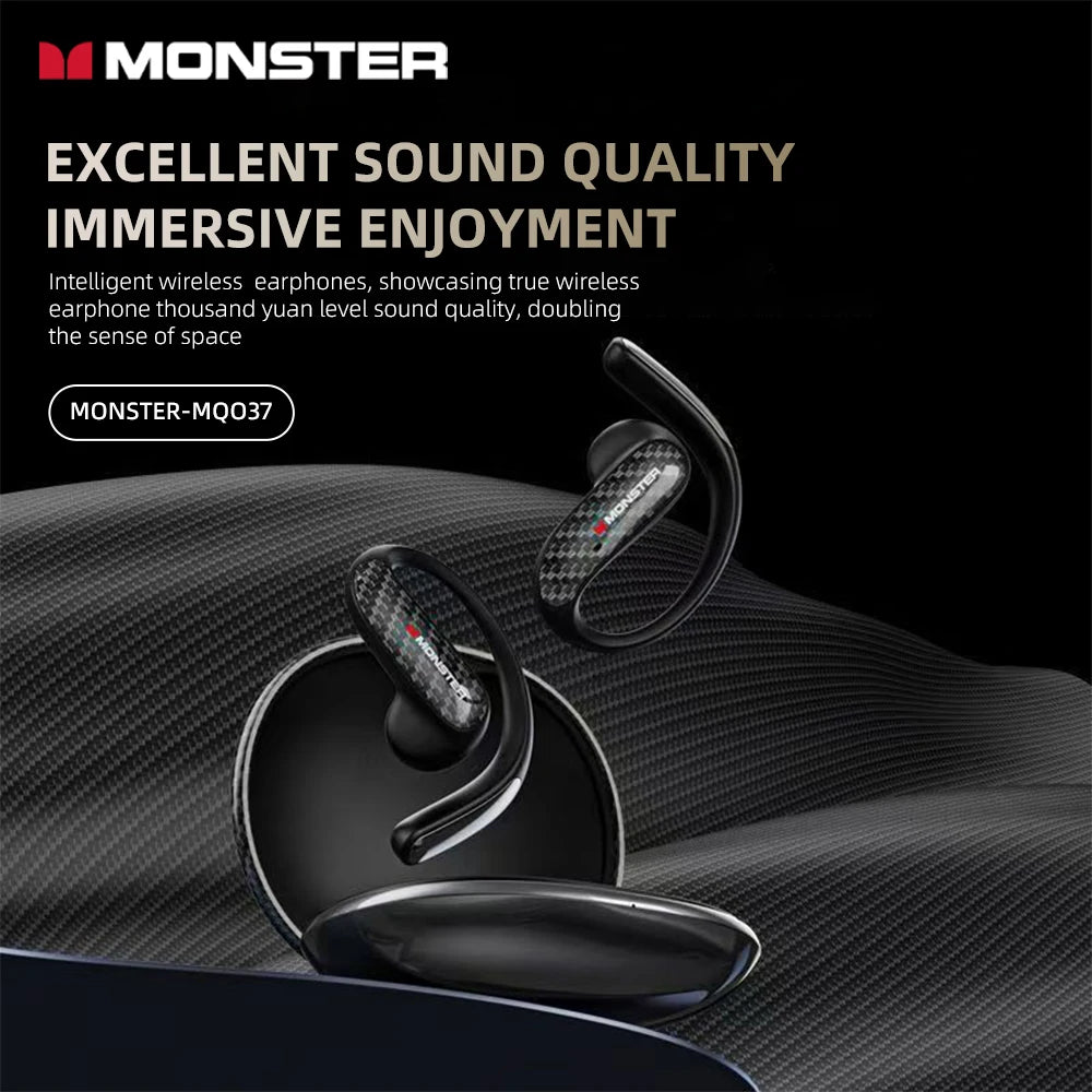 Monster MQO37 - Auriculares Gaming TWS Bluetooth 6.0 | ANC | OWS Ear Hook | HiFi