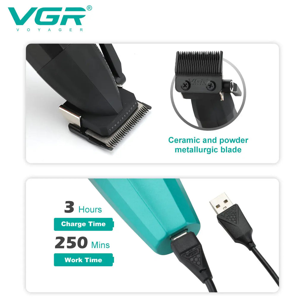 VGR V-003 Cordless Hair Clipper | USB Options / Máquina de corte VGR V-003