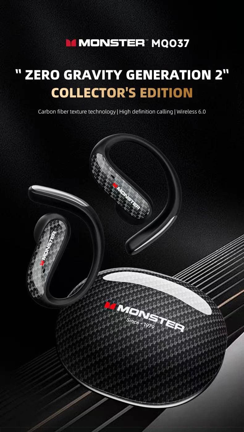 Monster MQO37 - Auriculares Gaming TWS Bluetooth 6.0 | ANC | OWS Ear Hook | HiFi