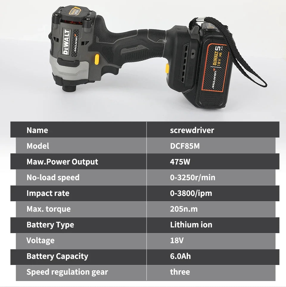 DEWALT DCF85M | 18V Brushless Impact Driver | 205 N·m | 3-Speed