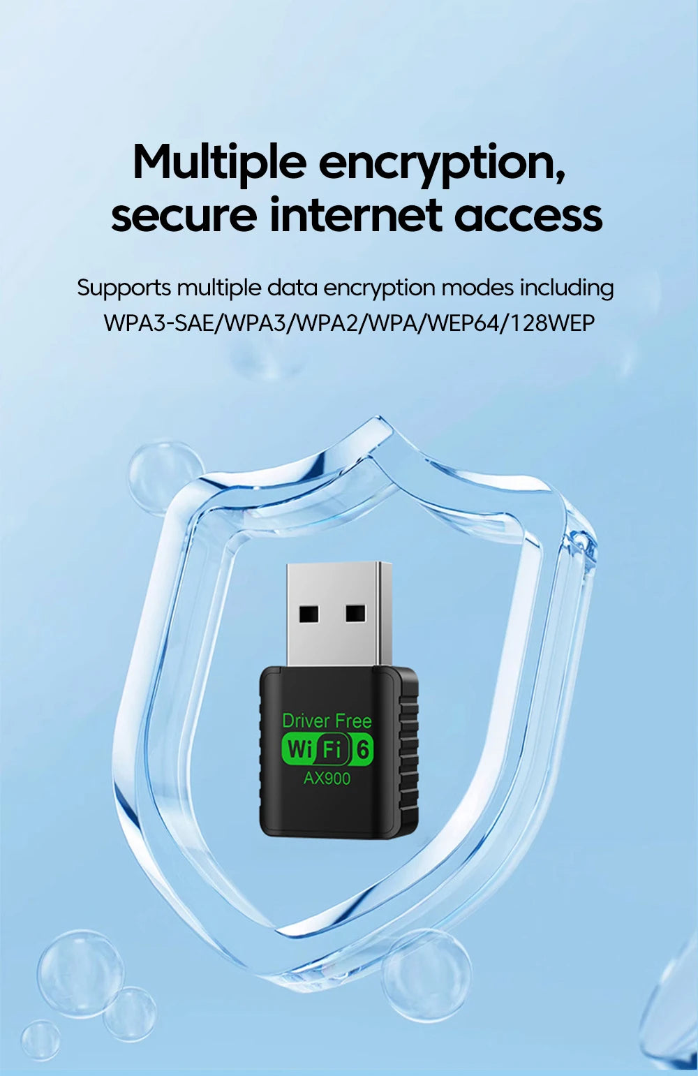 Adaptador USB WiFi + Bluetooth 5.4 900Mbps 2en1 | Doble Banda 2.4G & 5GHz | WiFi 6 | Sin Driver