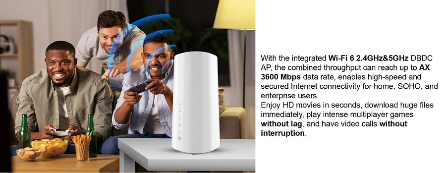 Router 5G AX3600 WiFi 6 | SIM & eSIM | CPE Indoor | Mesh | 5G/4G/3G | Hotspot Inalámbrico | VoLTE