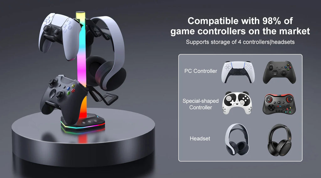 REMANK Controller Holder | RGB Light Stand | PS5, PS5 Slim, PS4, Xbox, PC