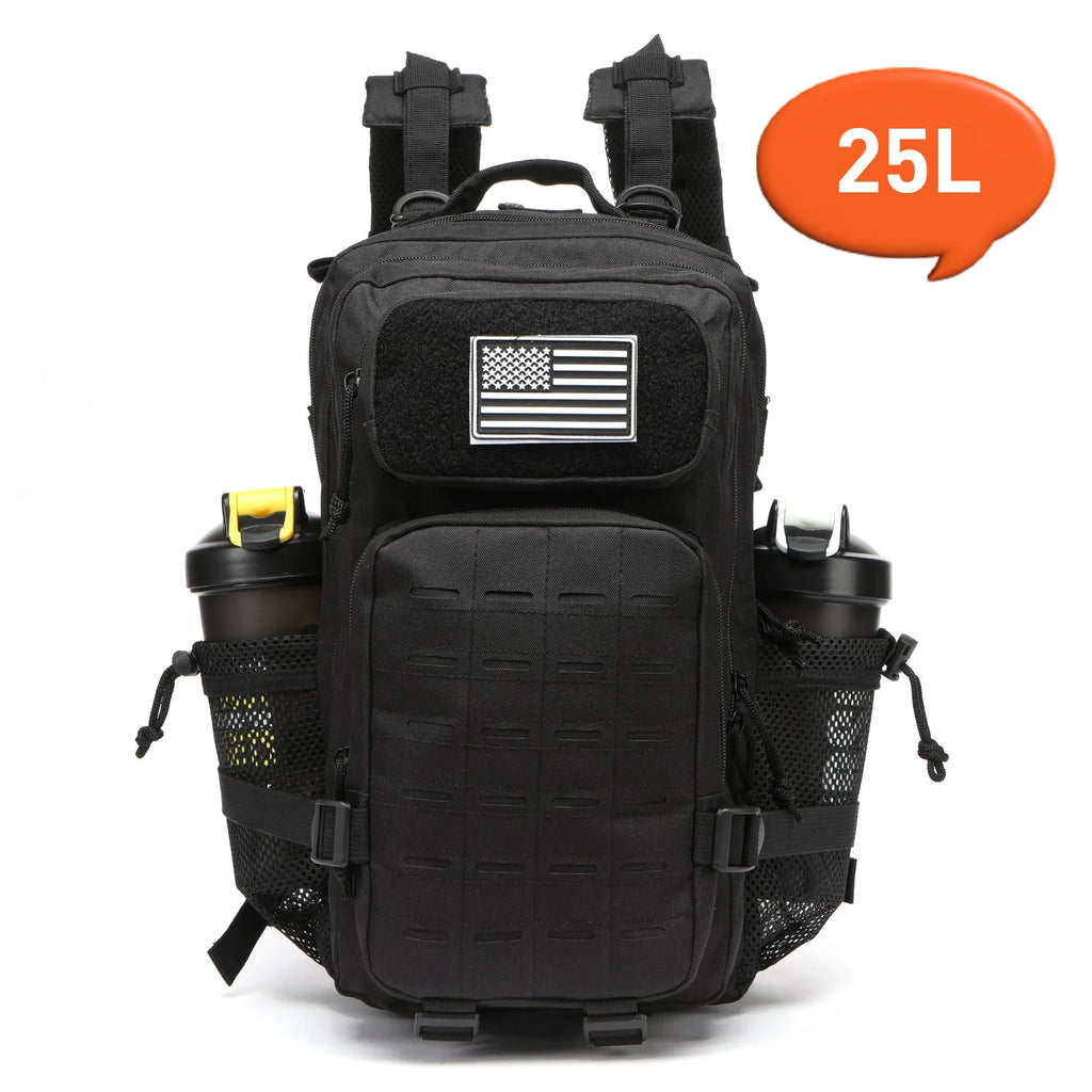 Waterproof Backpack 25L/50L | Gym, Hiking, Travel & Laptop Bag | Dual Bottle Holders | 12 Colors